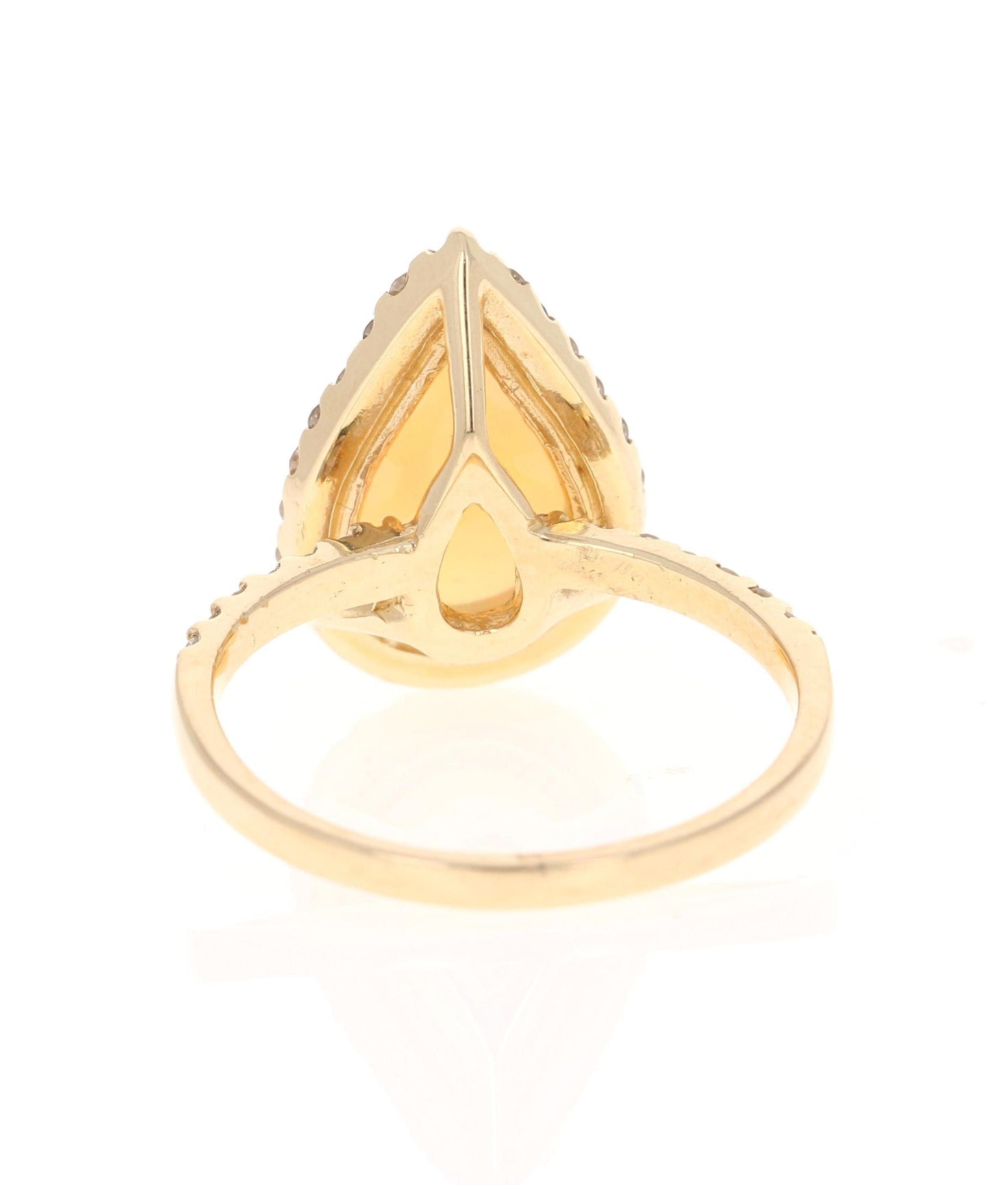Opal Diamond Pear Cut 14 Karat Yellow Gold Ring