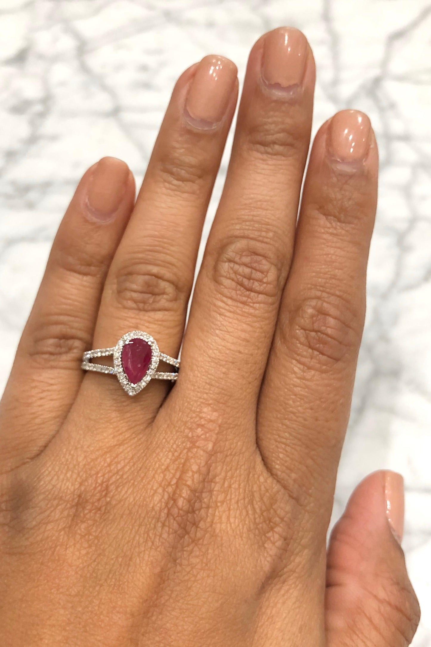 Ruby Diamond 1.50 Carat 18 Karat White Gold Engagement Ring