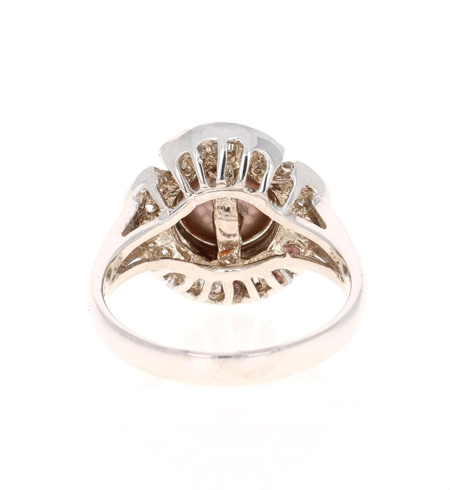 Tahitian Pearl Baguette Diamond 14 Karat White Gold Ring