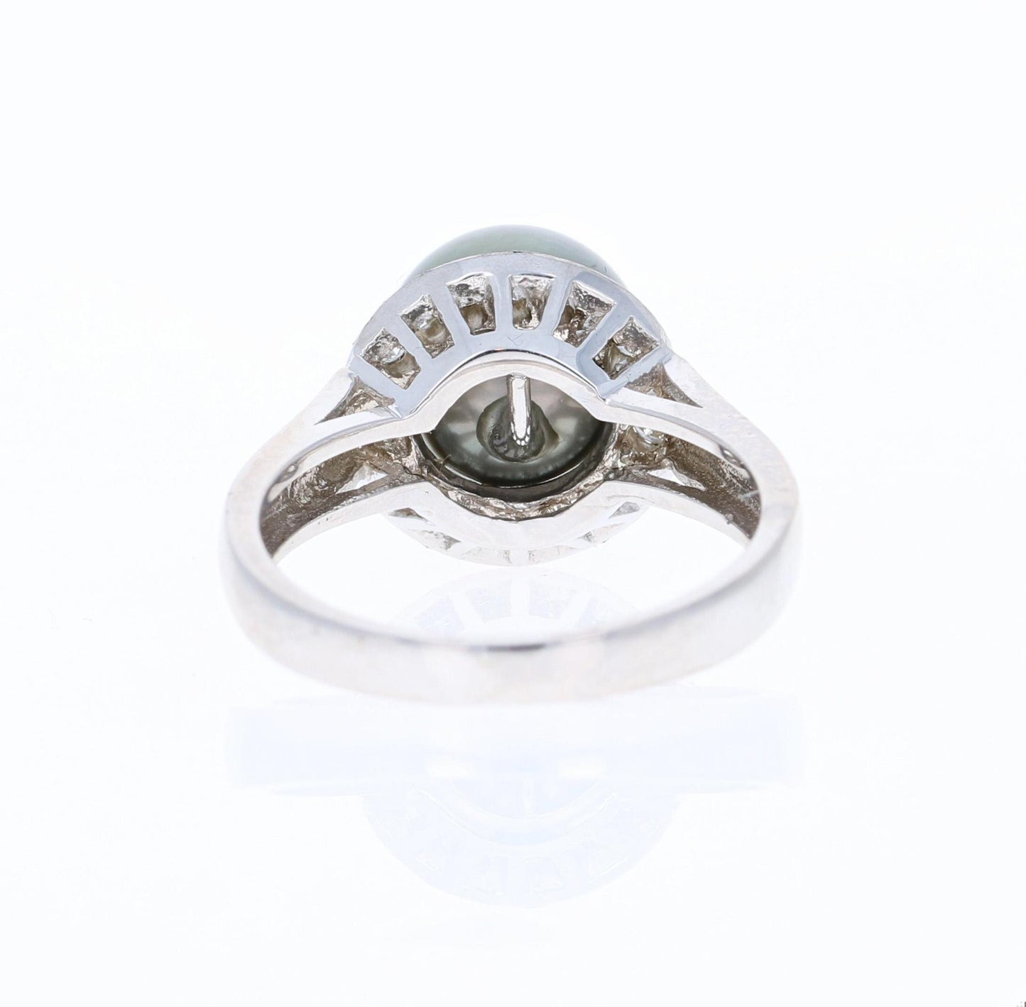 Tahitian Pearl and Diamond 14 Karat White Gold Ring