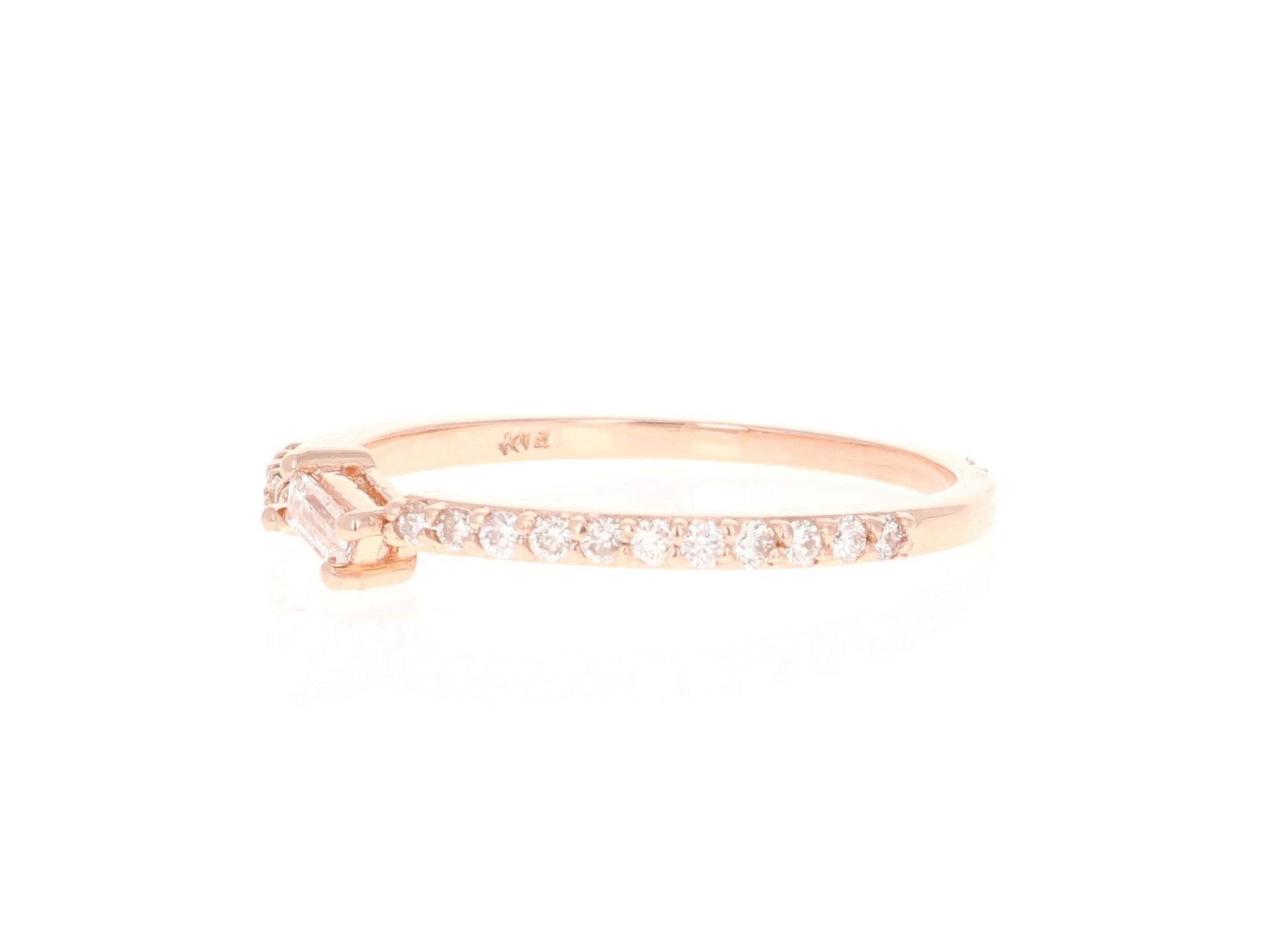 0.23 Carat Baguette and Round Cut Diamond Band 14 Karat Rose Gold