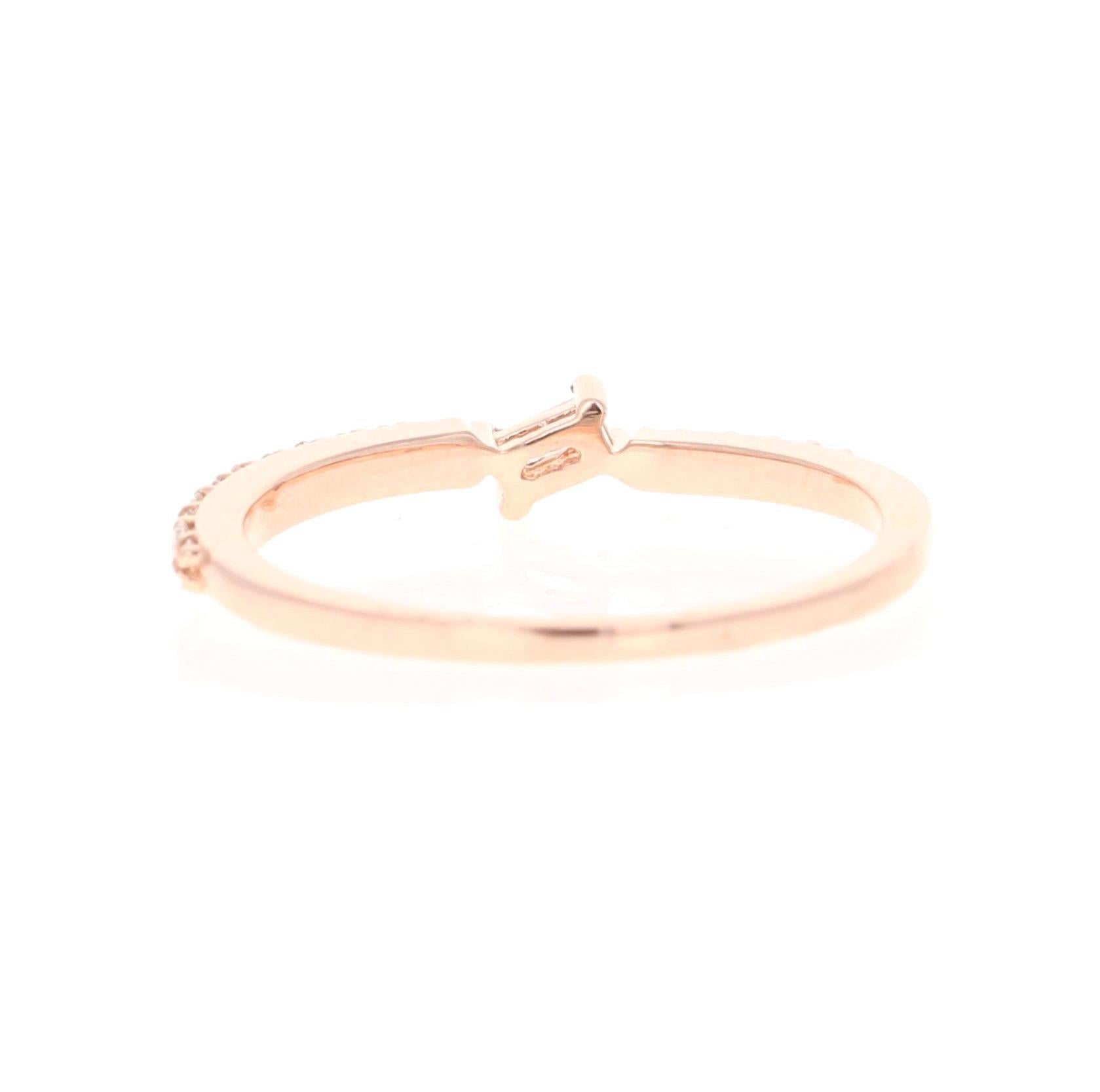 0.23 Carat Baguette and Round Cut Diamond Band 14 Karat Rose Gold