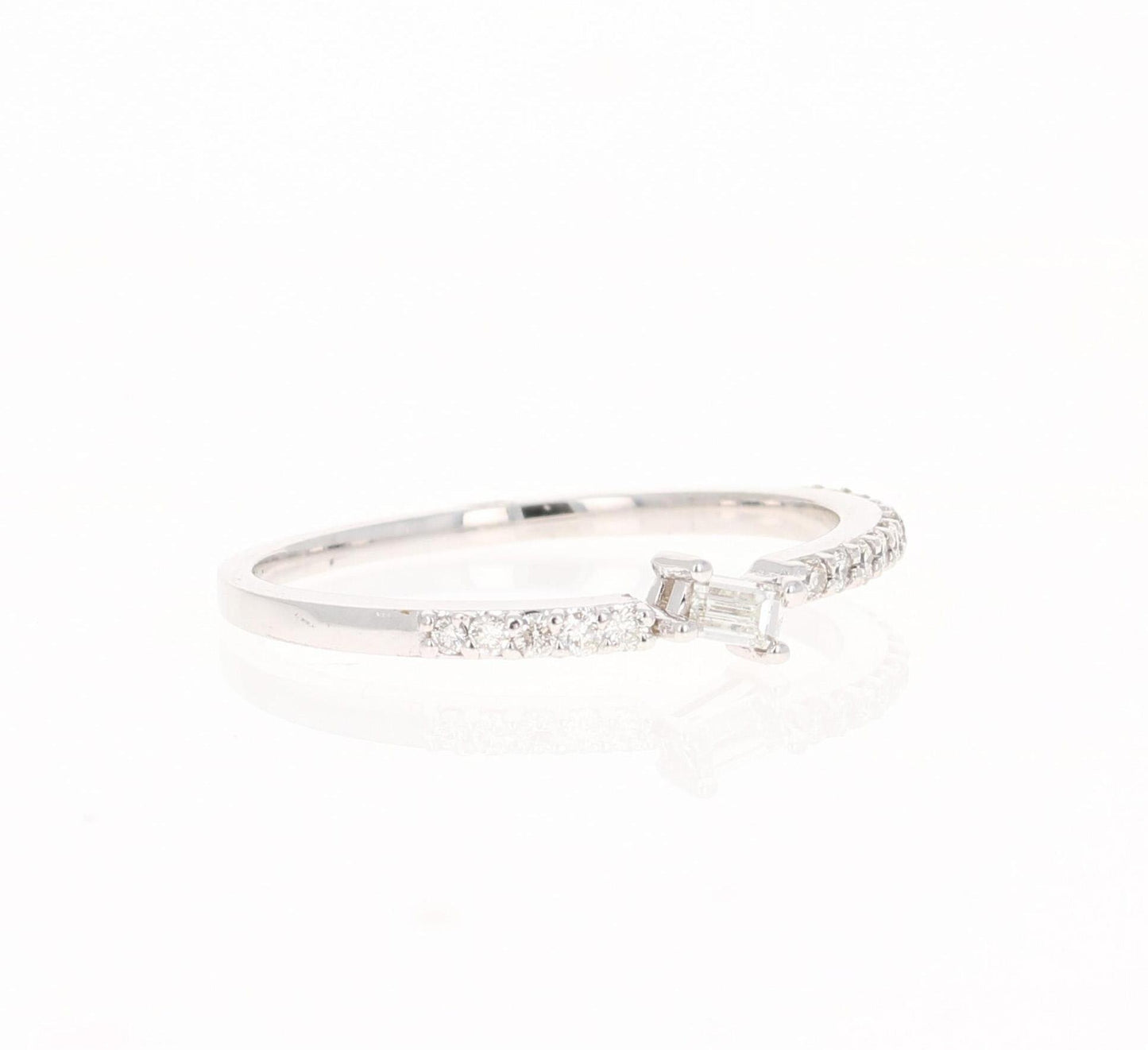 0.23 Carat Baguette and Round Cut Diamond Band 14 Karat White Gold