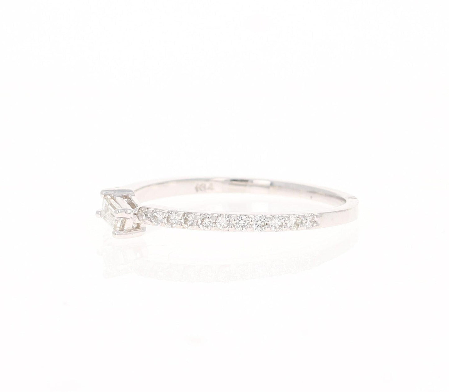 0.23 Carat Baguette and Round Cut Diamond Band 14 Karat White Gold