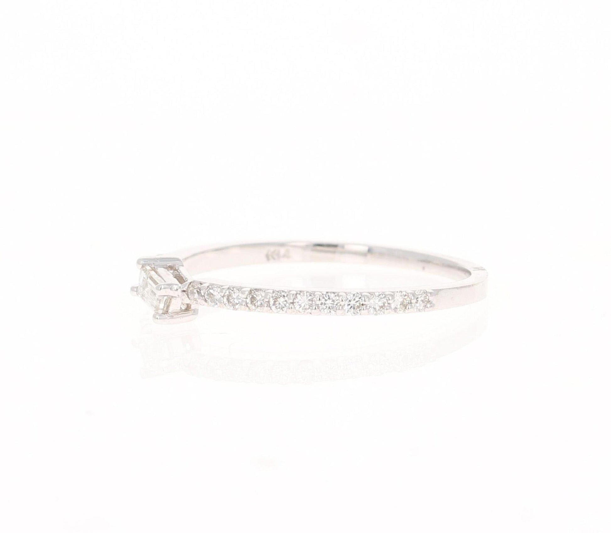 0.23 Carat Baguette and Round Cut Diamond Band 14 Karat White Gold