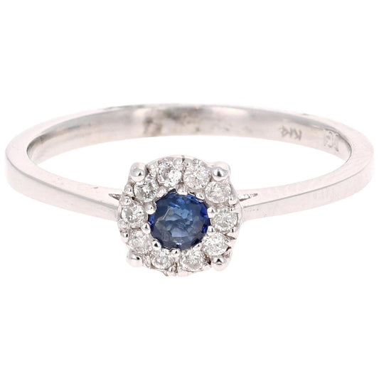 0.23 Carat Sapphire Diamond 14 Karat White Gold Ring