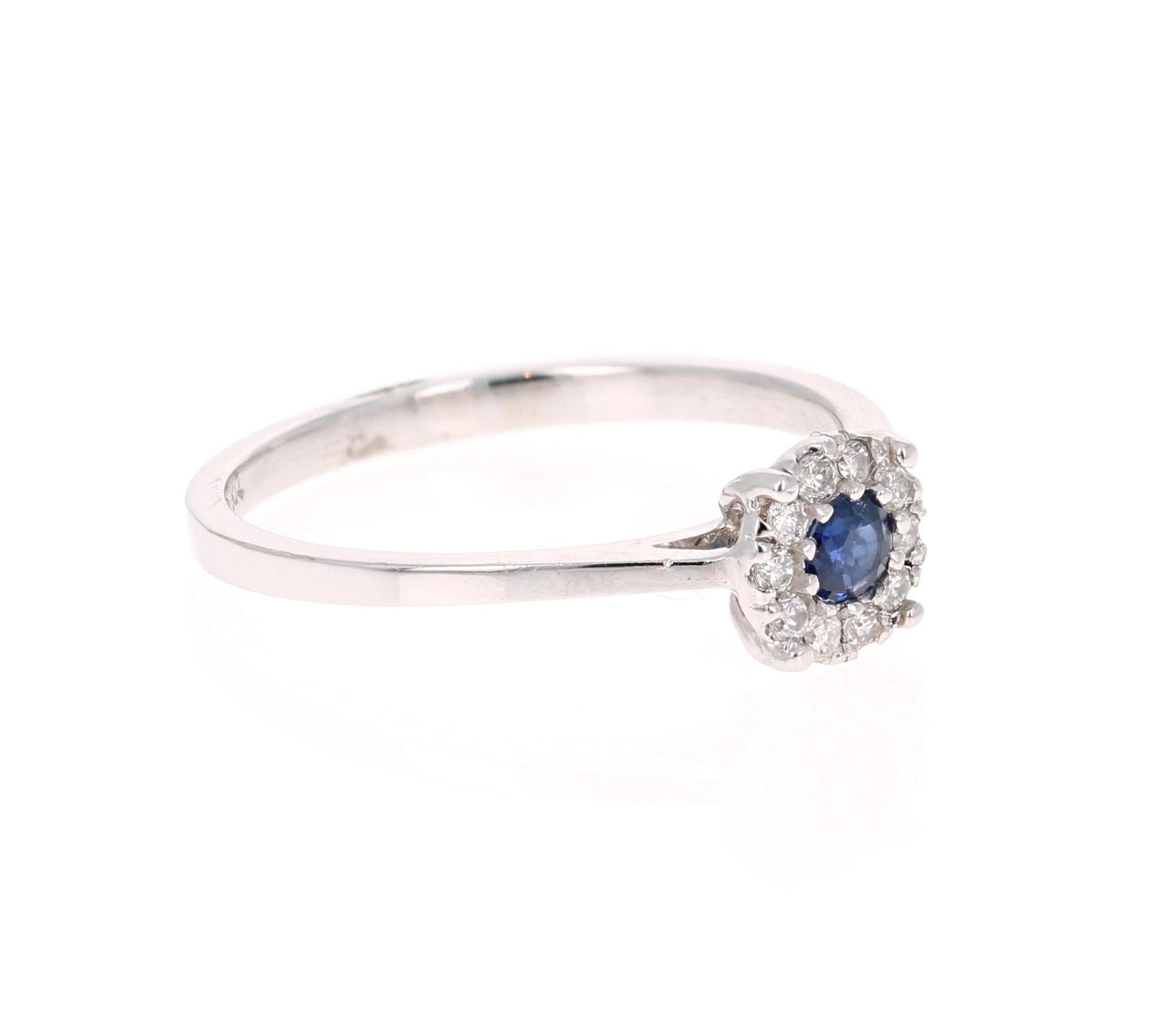 0.23 Carat Sapphire Diamond 14 Karat White Gold Ring
