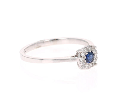 0.23 Carat Sapphire Diamond 14 Karat White Gold Ring