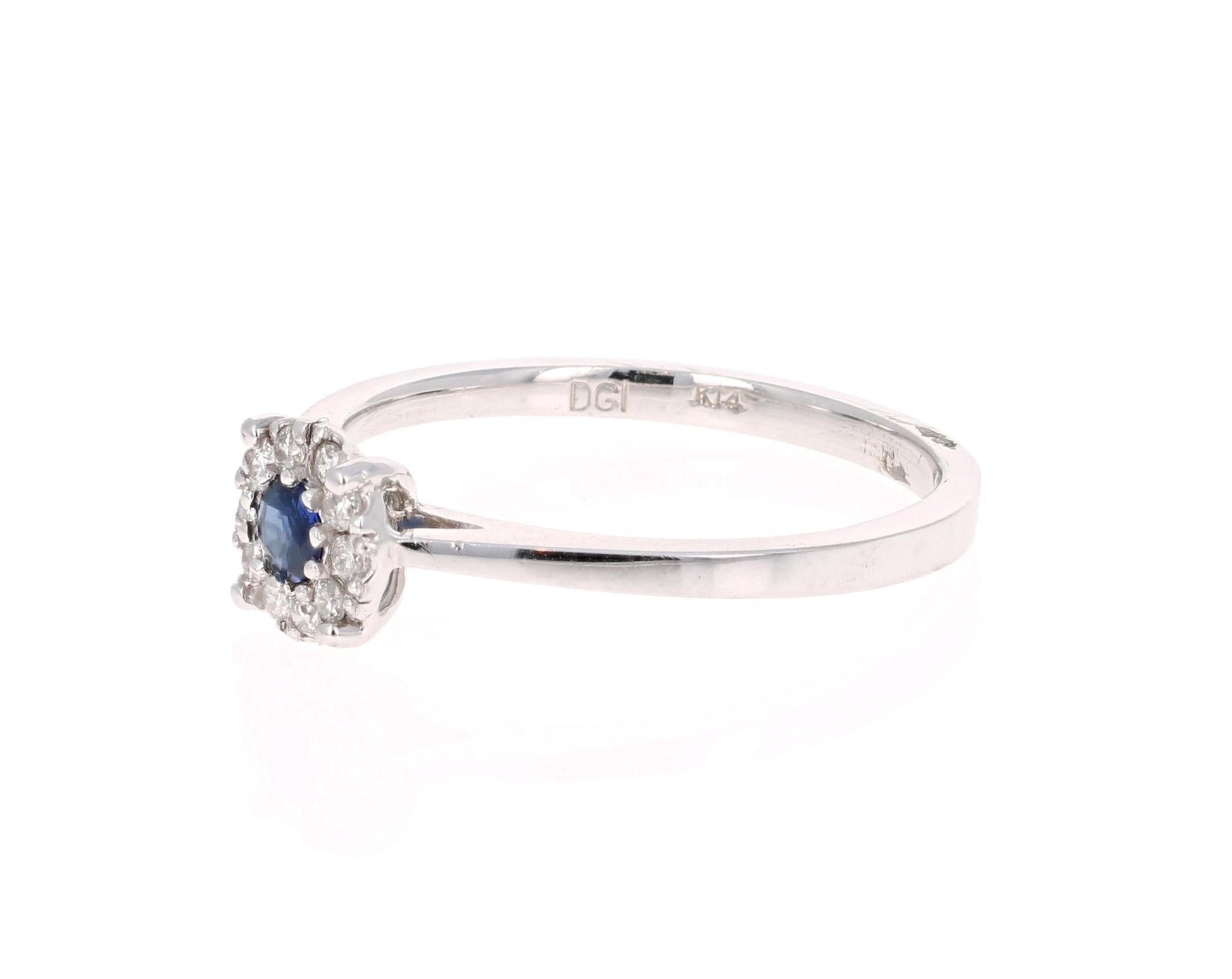 0.23 Carat Sapphire Diamond 14 Karat White Gold Ring