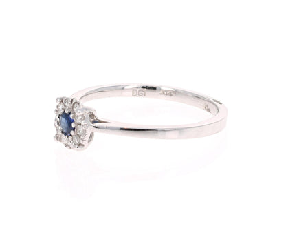 0.23 Carat Sapphire Diamond 14 Karat White Gold Ring