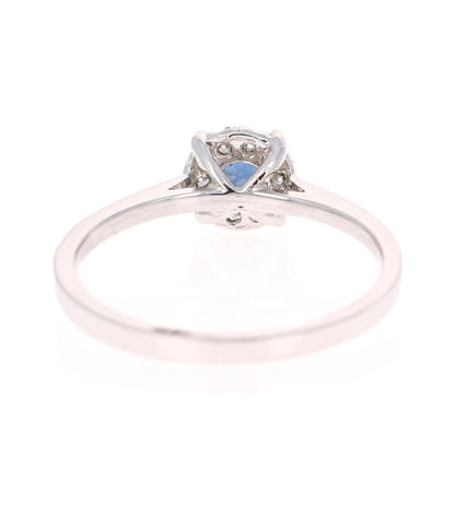 0.23 Carat Sapphire Diamond 14 Karat White Gold Ring