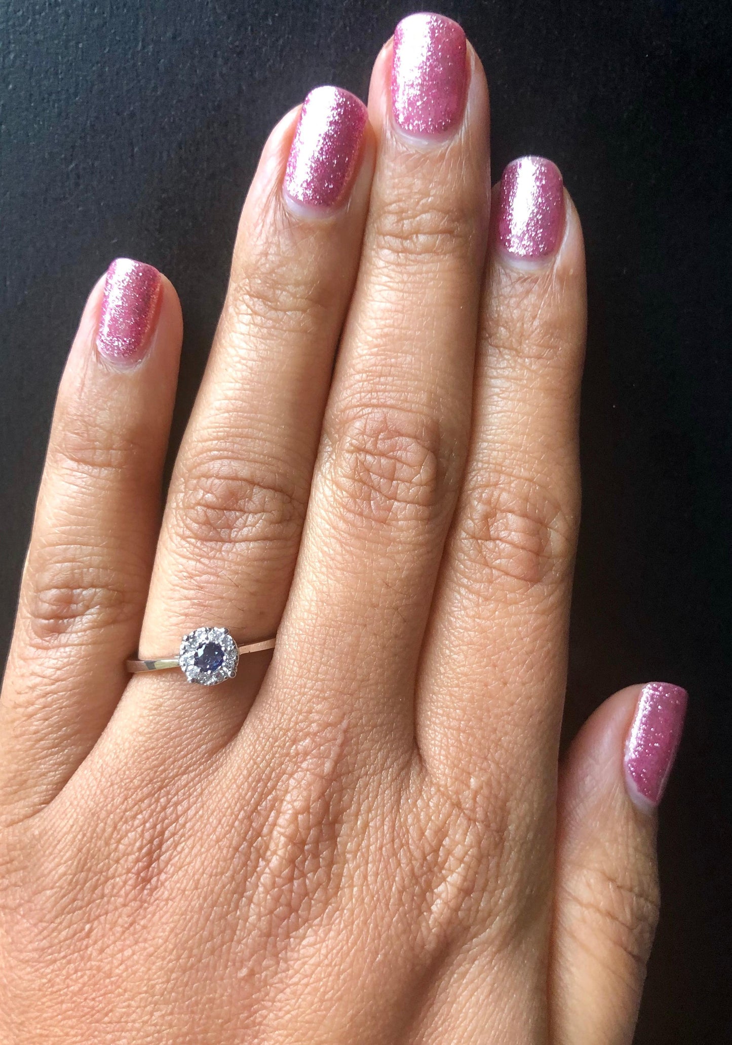 0.23 Carat Sapphire Diamond 14 Karat White Gold Ring