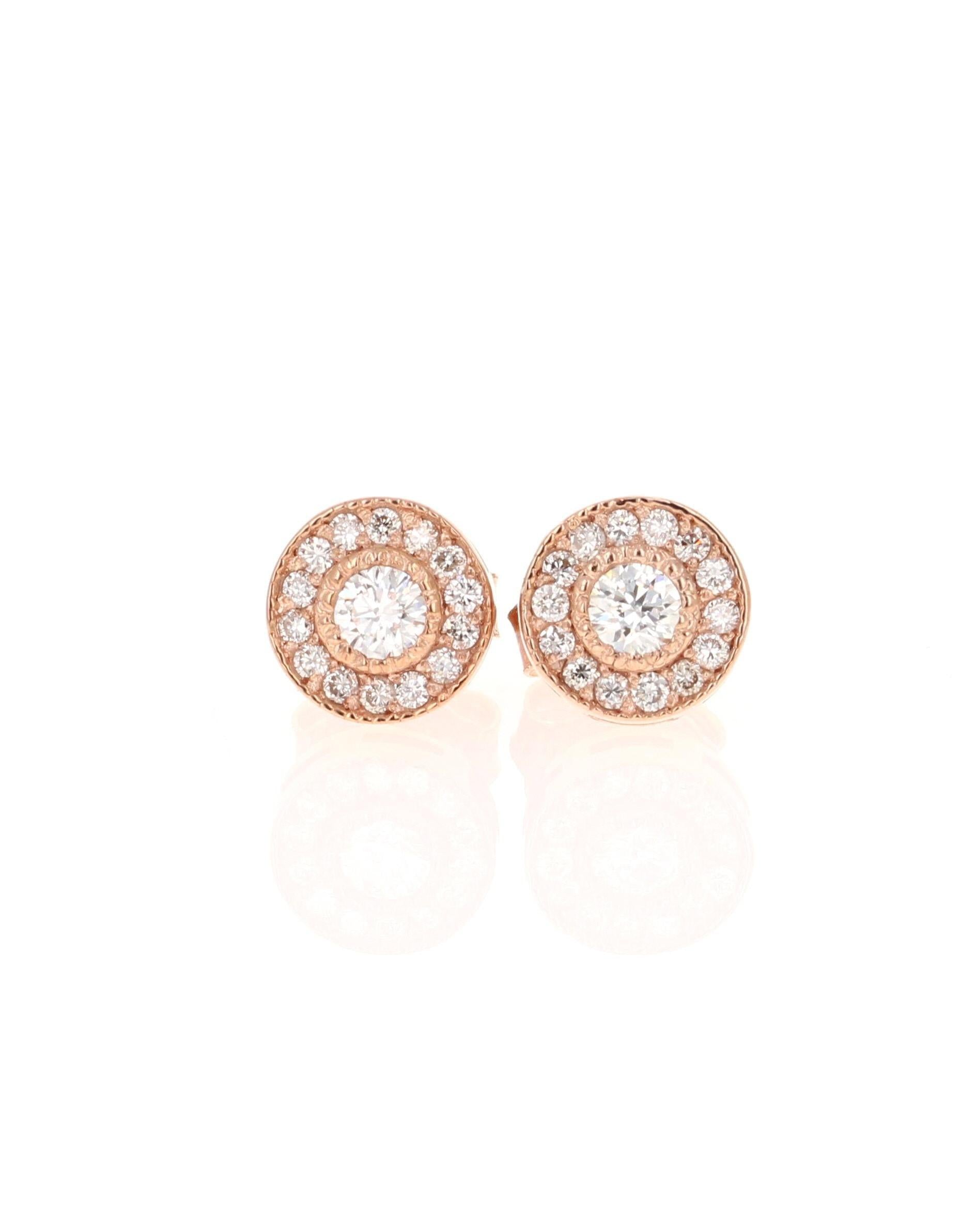 0.30 Carat Diamond 14 Karat Rose Gold Earrings