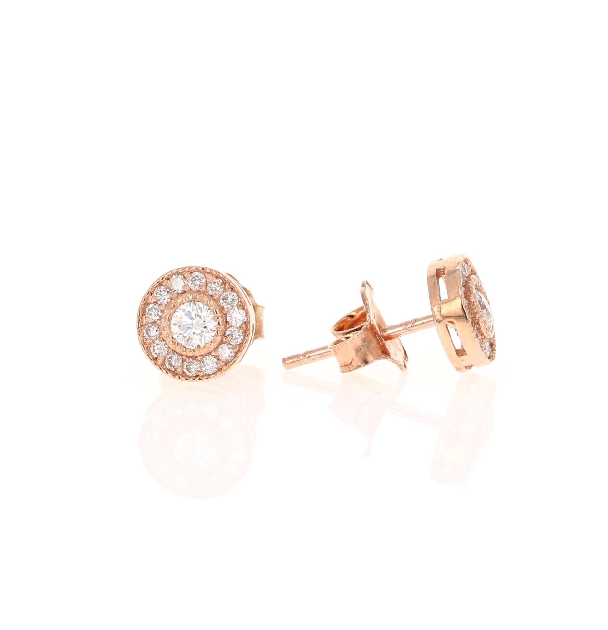 0.30 Carat Diamond 14 Karat Rose Gold Earrings