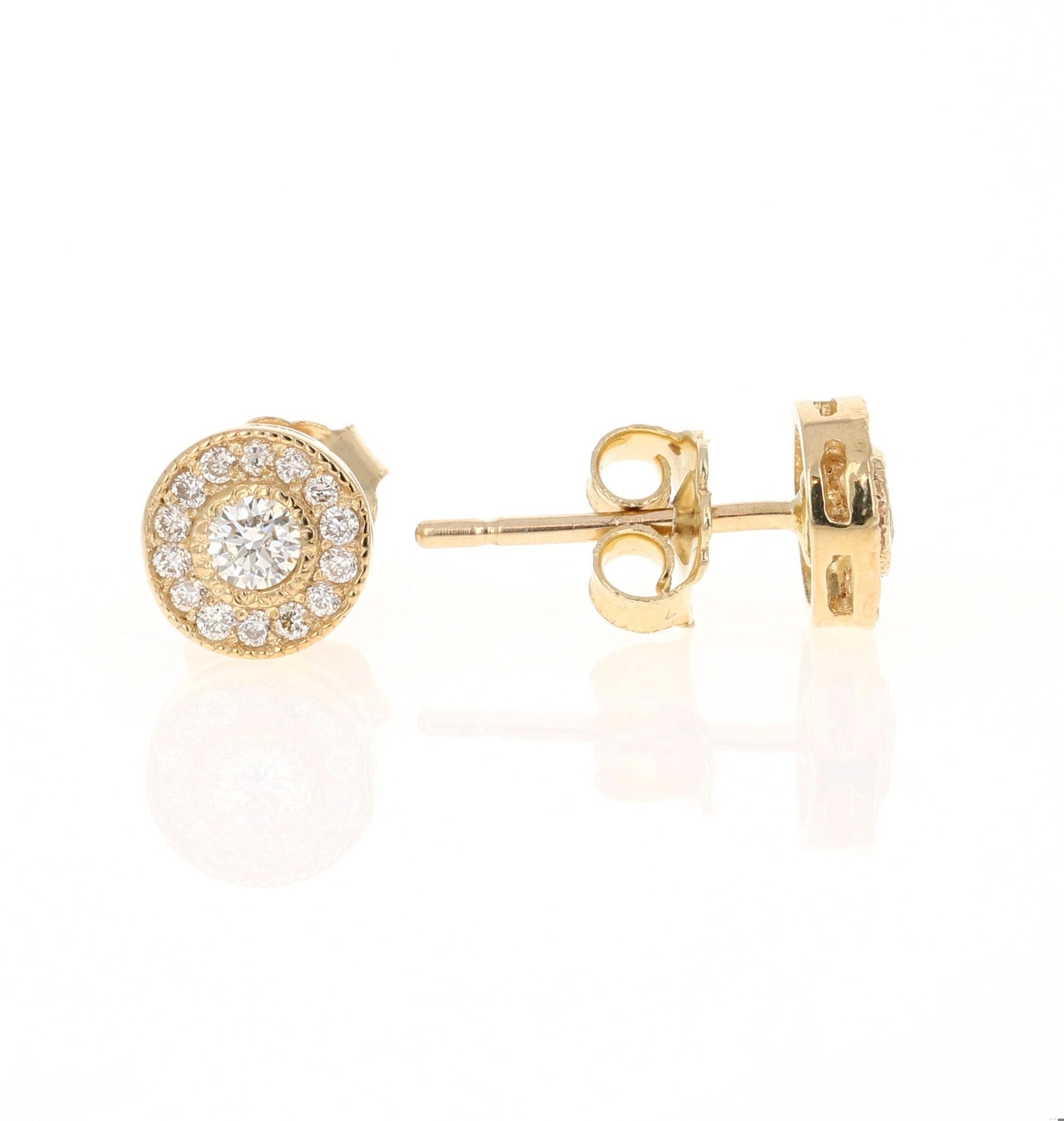 0.30 Carat Diamond 14 Karat Yellow Gold Earrings