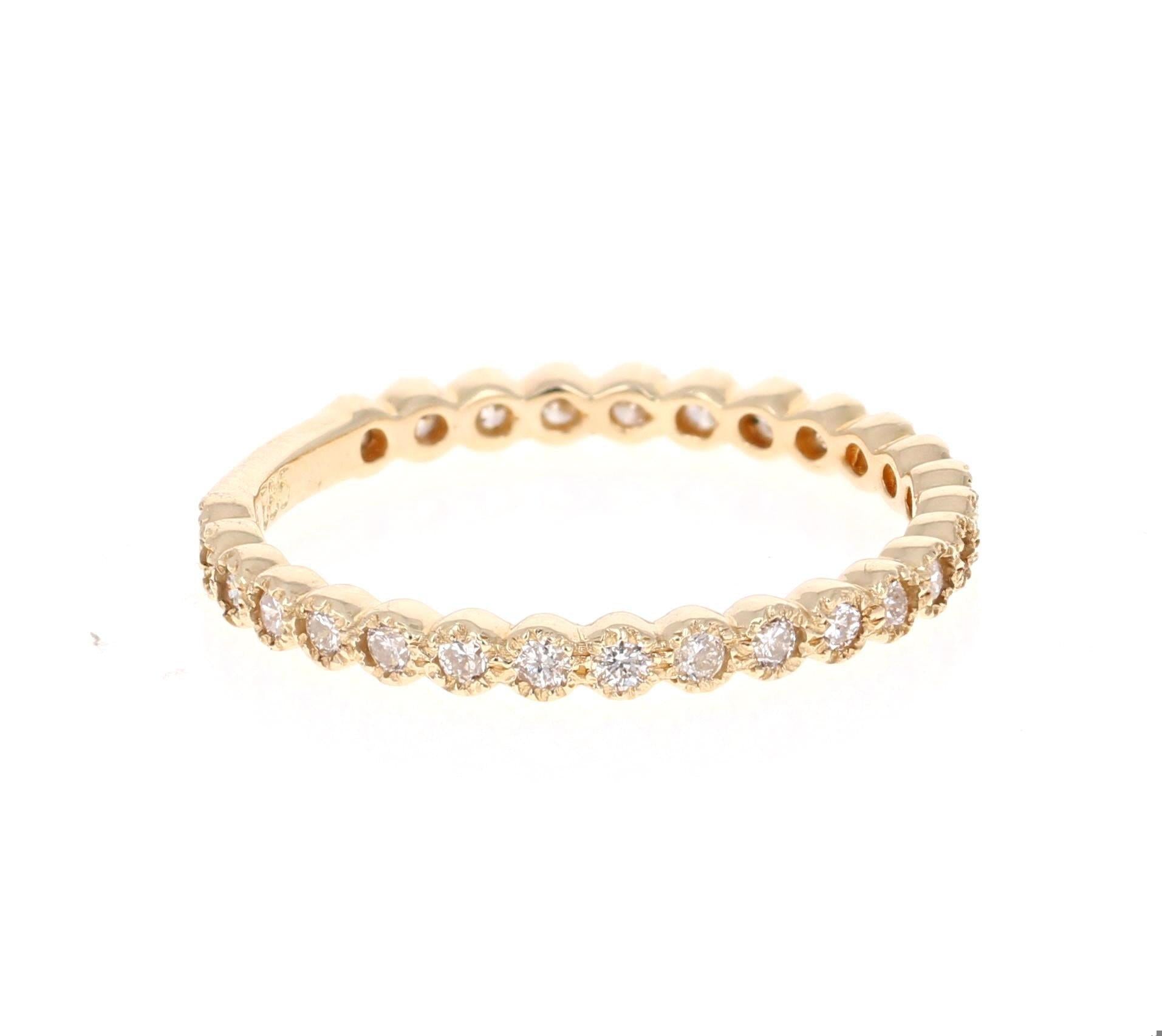 0.40 Carat Round Cut Diamond Yellow Gold Band