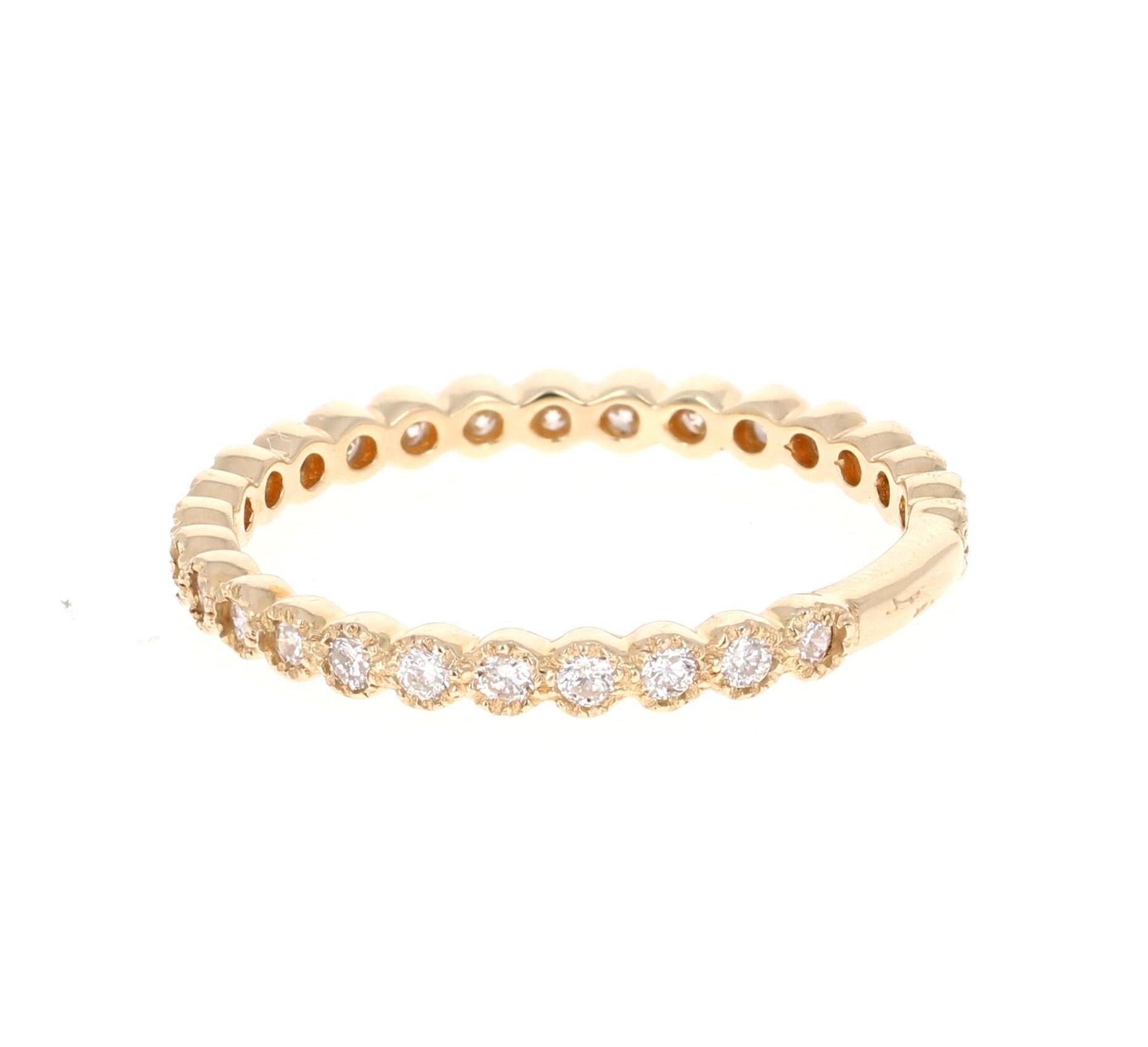0.40 Carat Round Cut Diamond Yellow Gold Band
