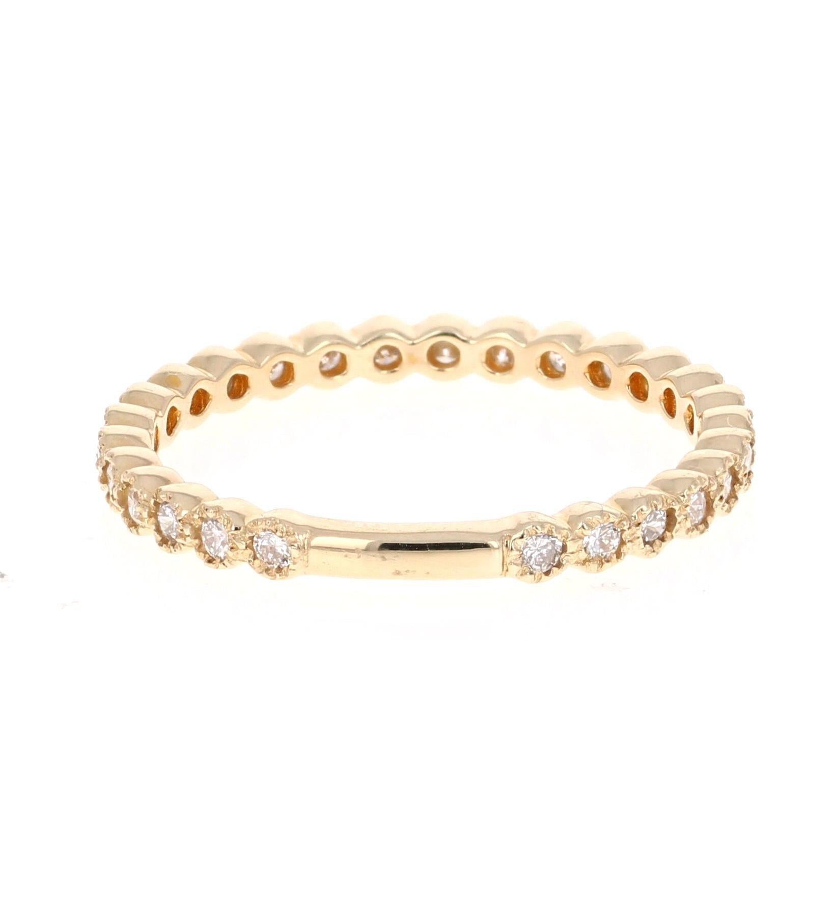 0.40 Carat Round Cut Diamond Yellow Gold Band
