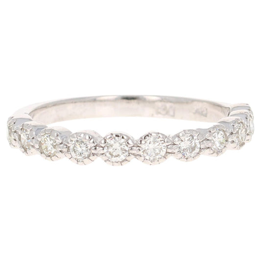 0.44 Carat Round Cut Diamond Band 14 Karat White Gold