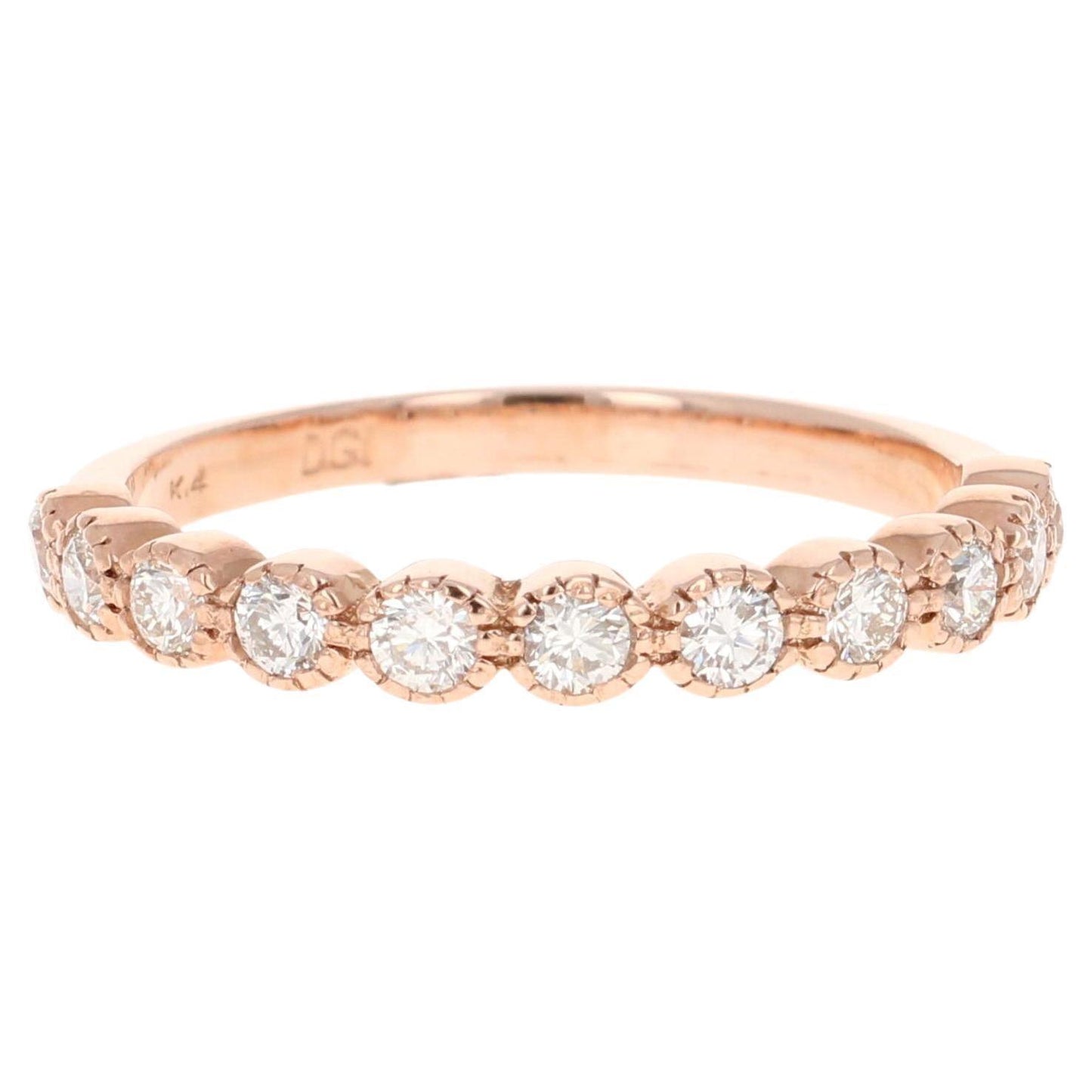 0.44 Carat Round Cut Diamond Rose Gold Band