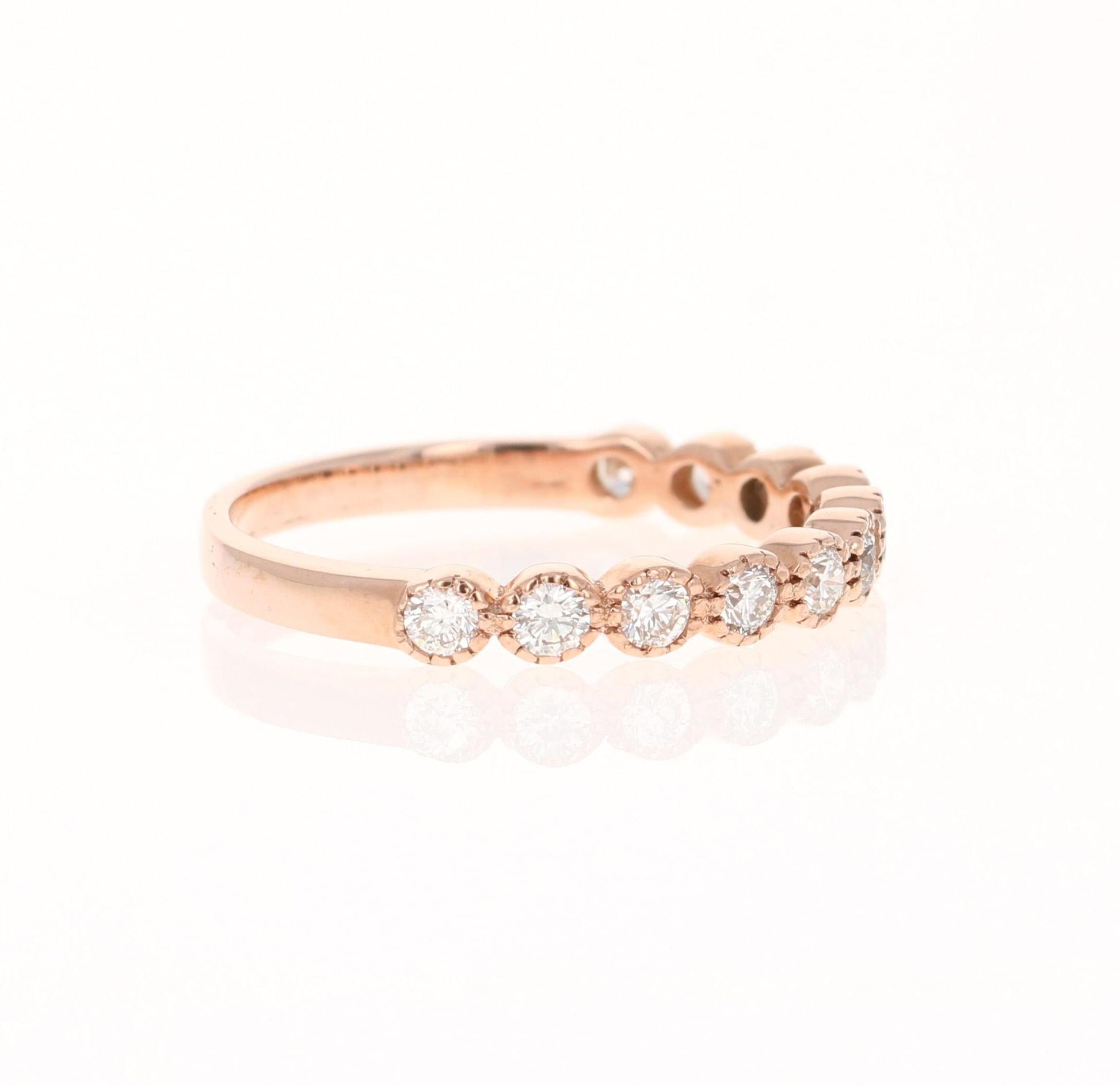 0.44 Carat Round Cut Diamond Rose Gold Band