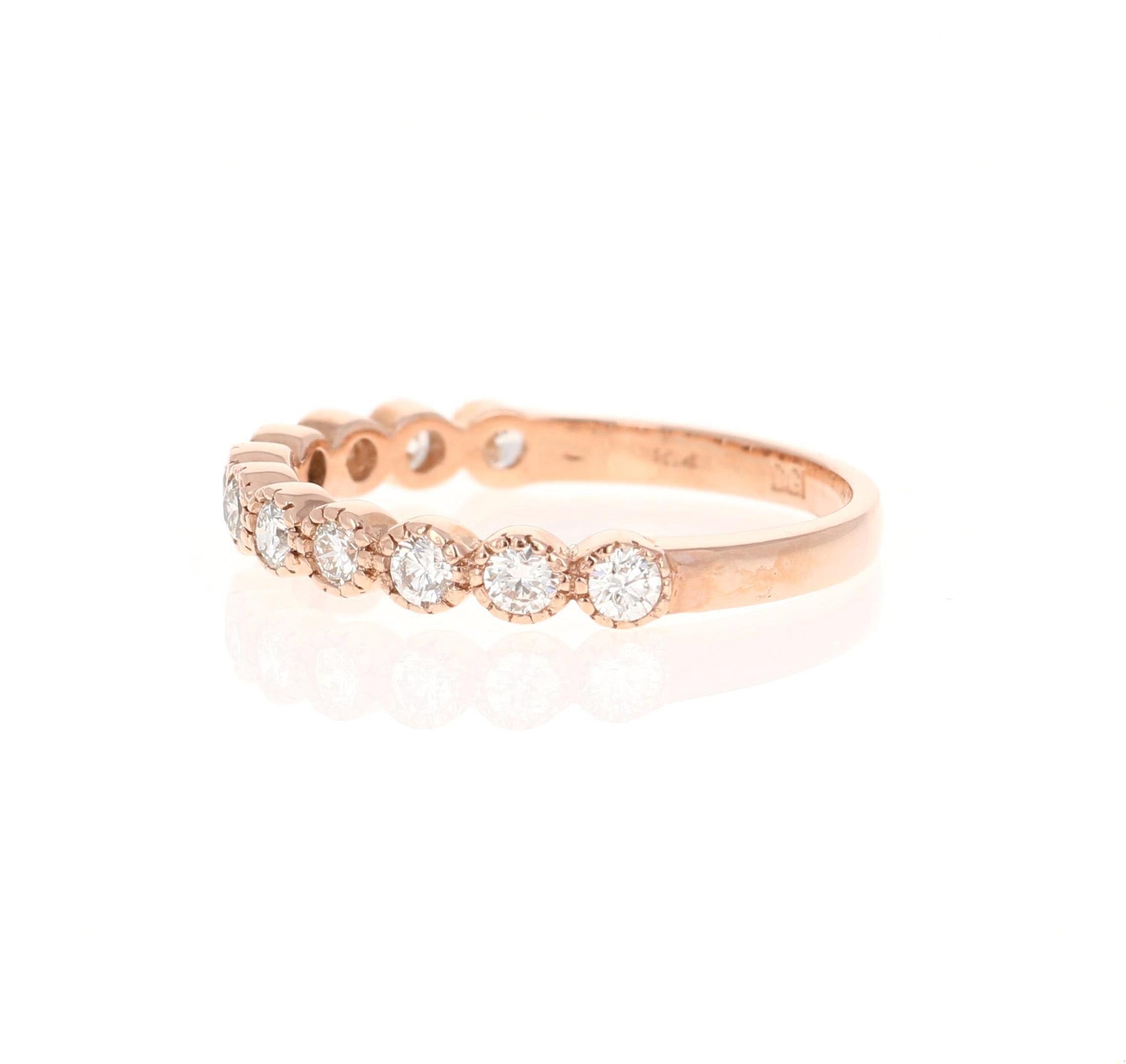 0.44 Carat Round Cut Diamond Rose Gold Band