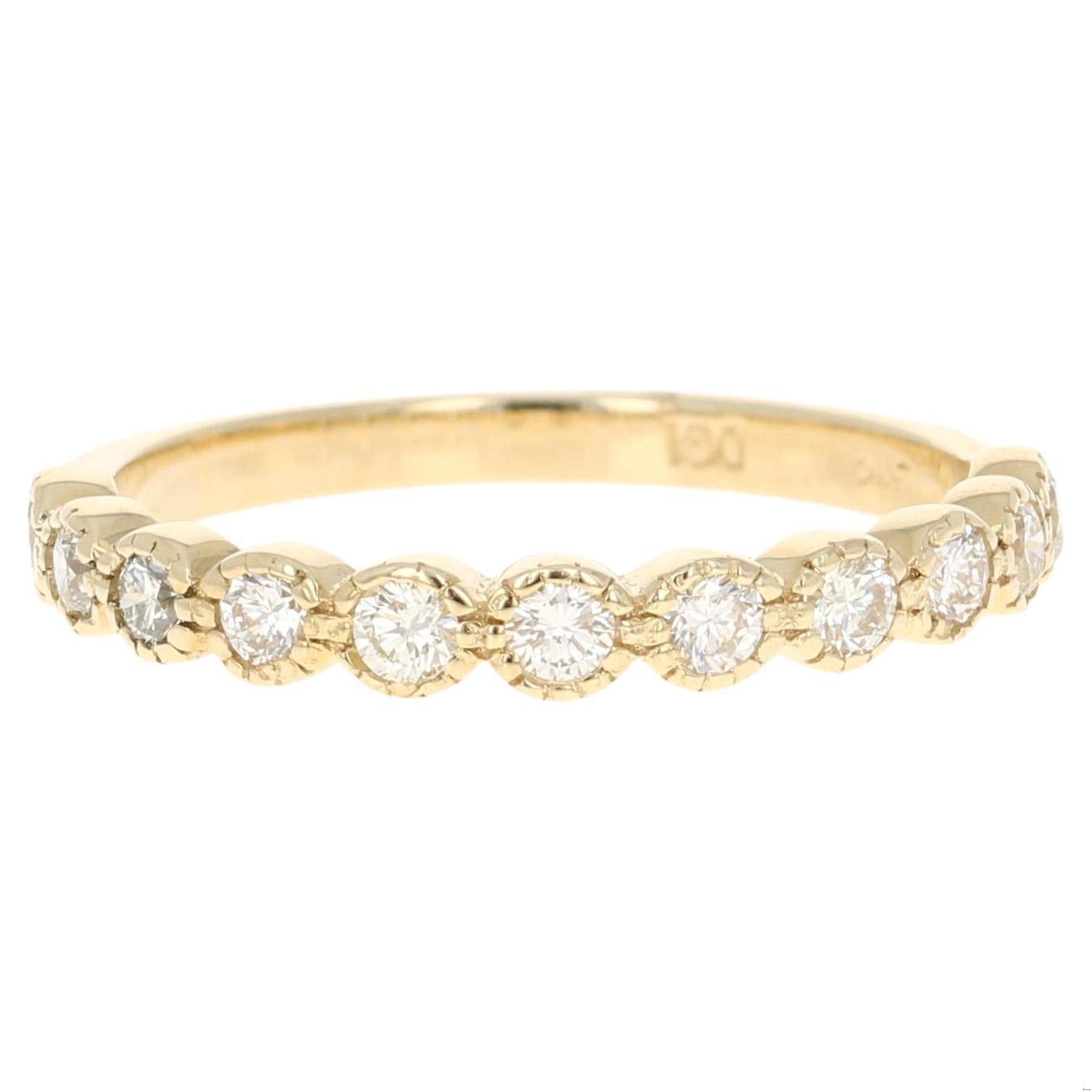 0.44 Carat Round Cut Diamond Yellow Gold Band