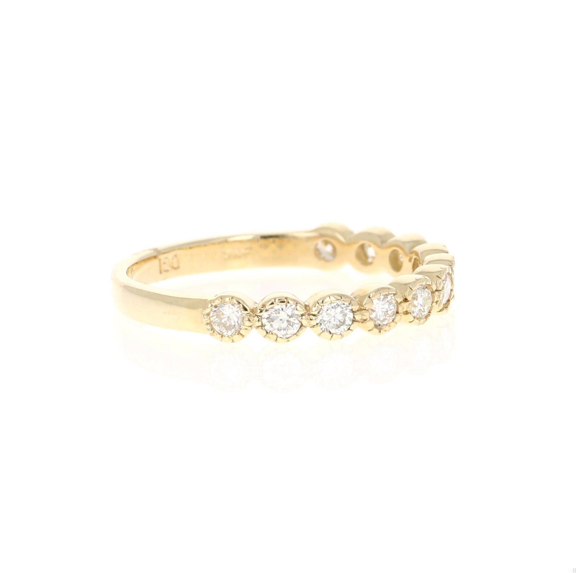 0.44 Carat Round Cut Diamond Yellow Gold Band