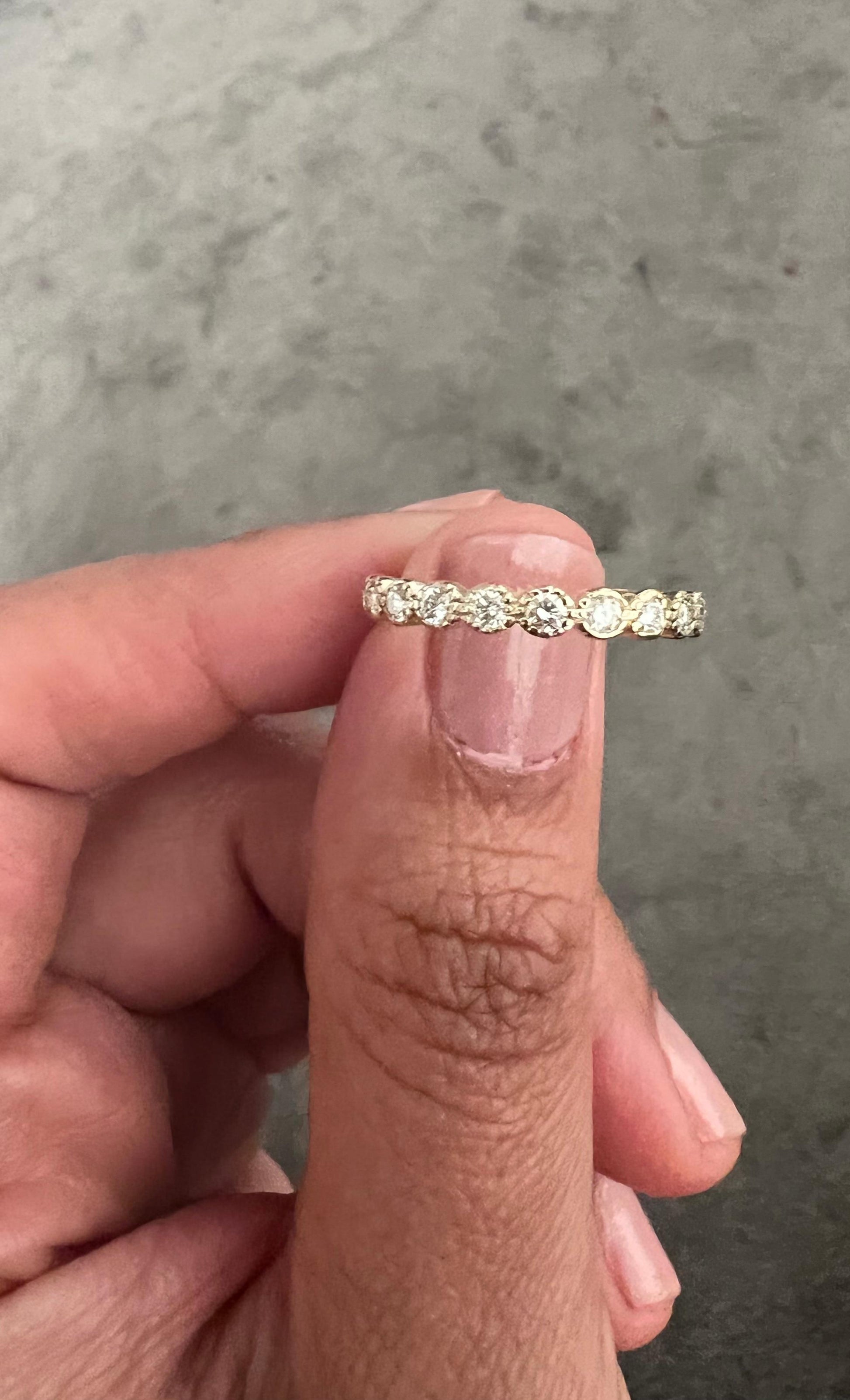 0.44 Carat Round Cut Diamond Yellow Gold Band