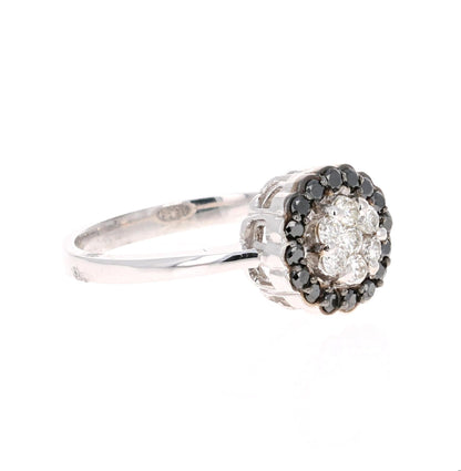 0.45 Carat Black White Diamond White Gold Ring