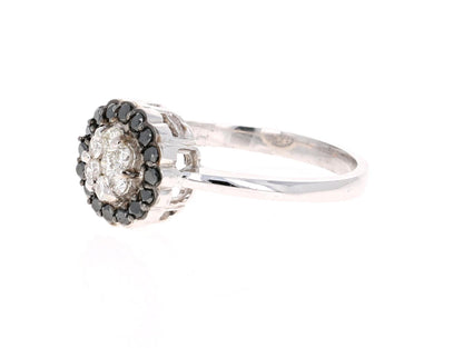 0.45 Carat Black White Diamond White Gold Ring