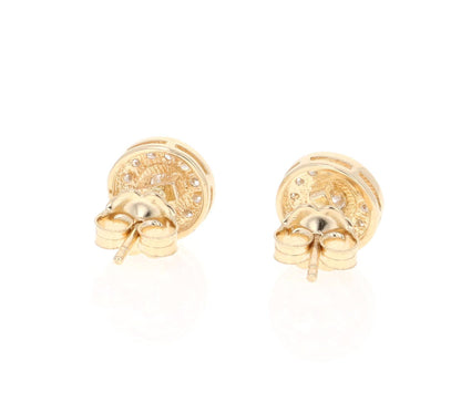 0.46 Carat Round Cut Diamond Yellow Gold Earrings