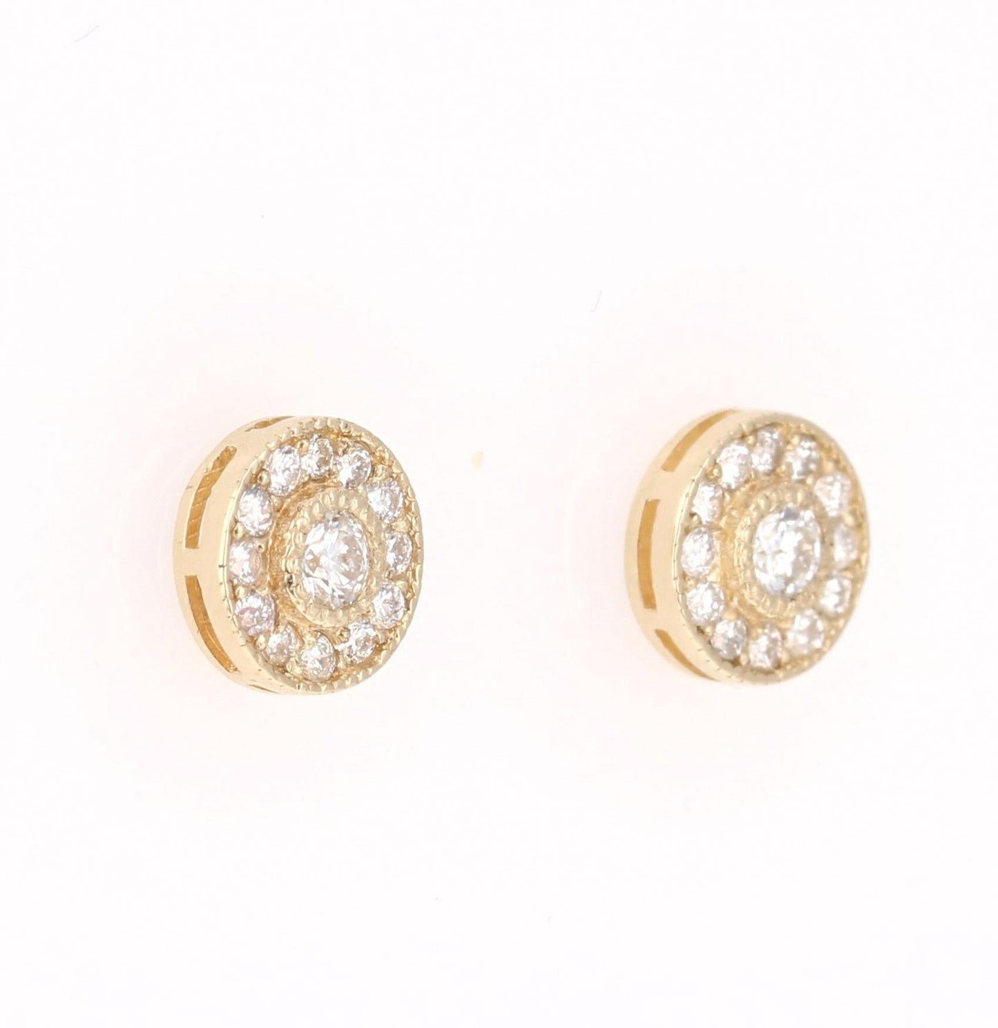 0.46 Carat Round Cut Diamond Yellow Gold Earrings