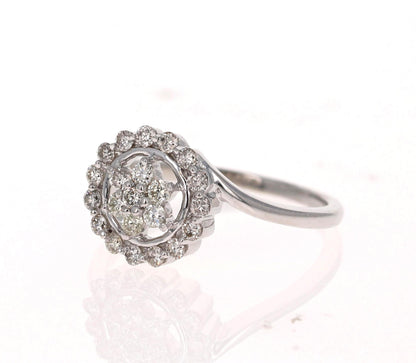 0.49 Carat Diamond 14 Karat White Gold Cluster Ring