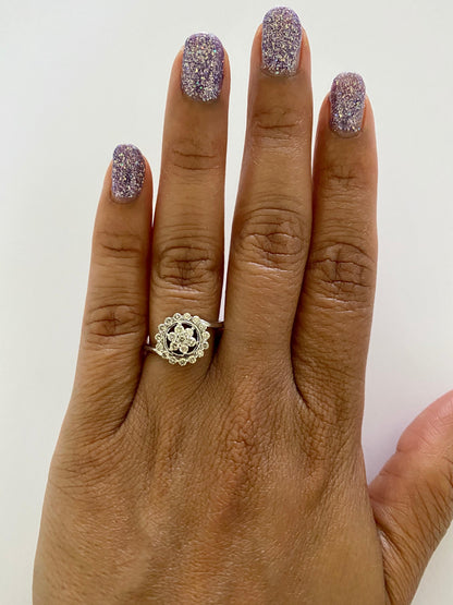 0.49 Carat Diamond 14 Karat White Gold Cluster Ring