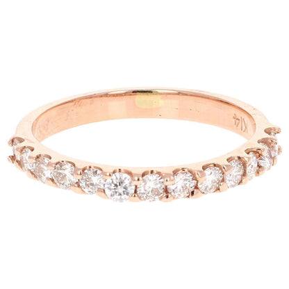 0.51 Carat Round Cut Diamond Band 14 Karat Rose Gold