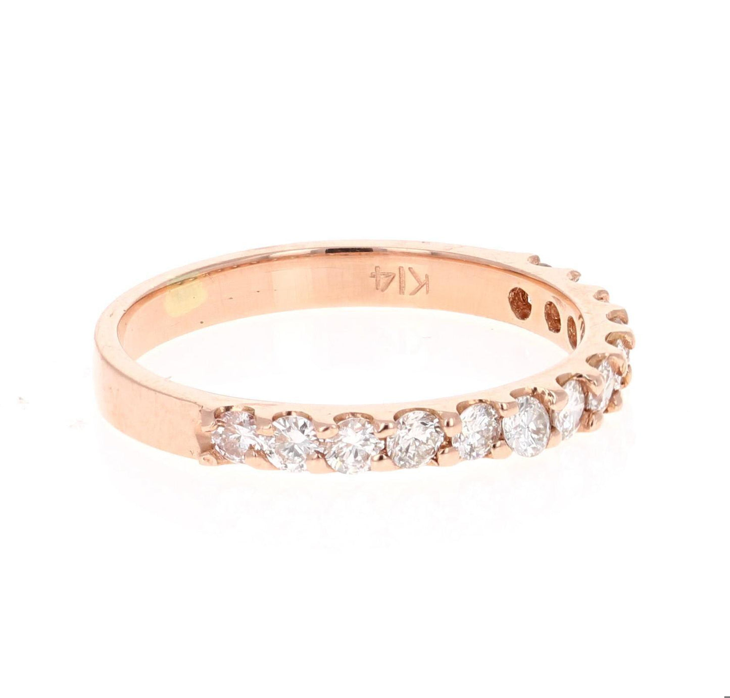 0.51 Carat Round Cut Diamond Band 14 Karat Rose Gold