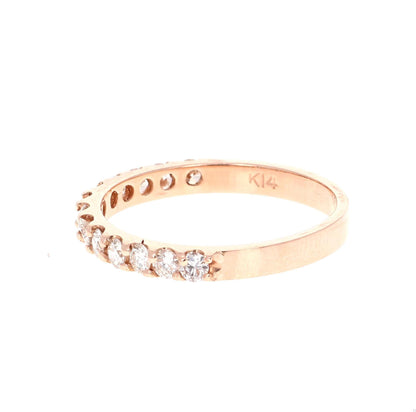 0.51 Carat Round Cut Diamond Band 14 Karat Rose Gold