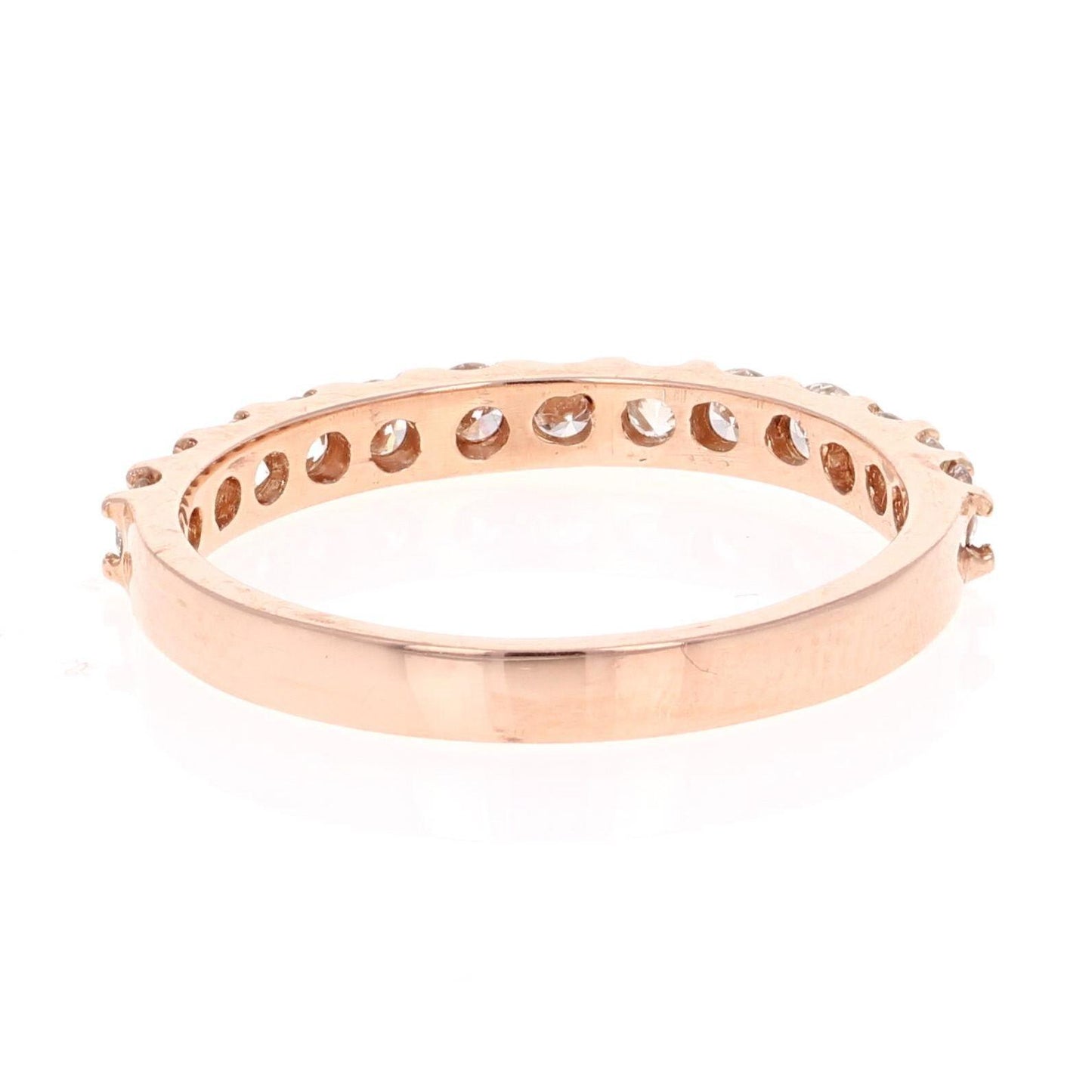 0.51 Carat Round Cut Diamond Band 14 Karat Rose Gold