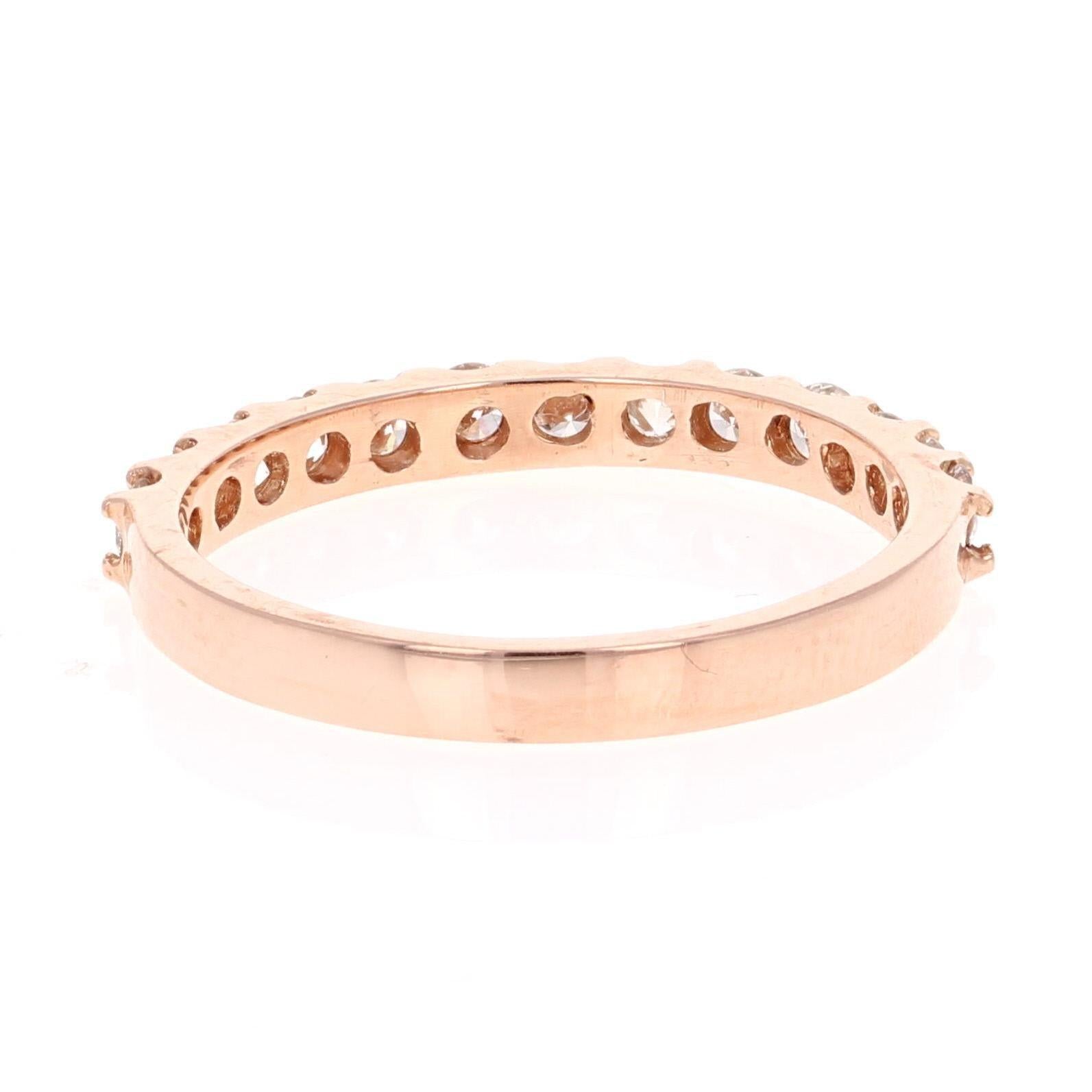 0.51 Carat Round Cut Diamond Band 14 Karat Rose Gold
