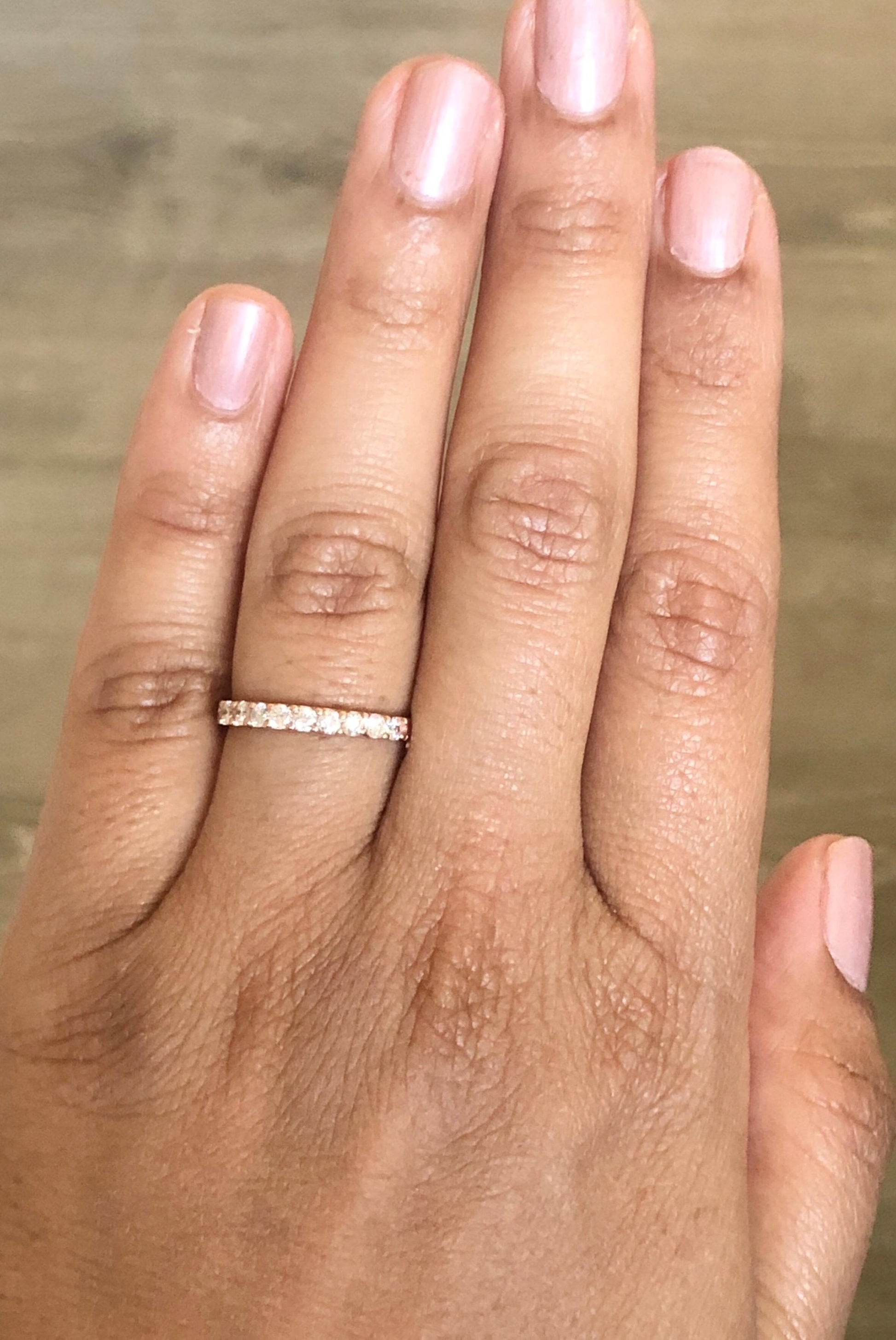 0.51 Carat Round Cut Diamond Band 14 Karat Rose Gold
