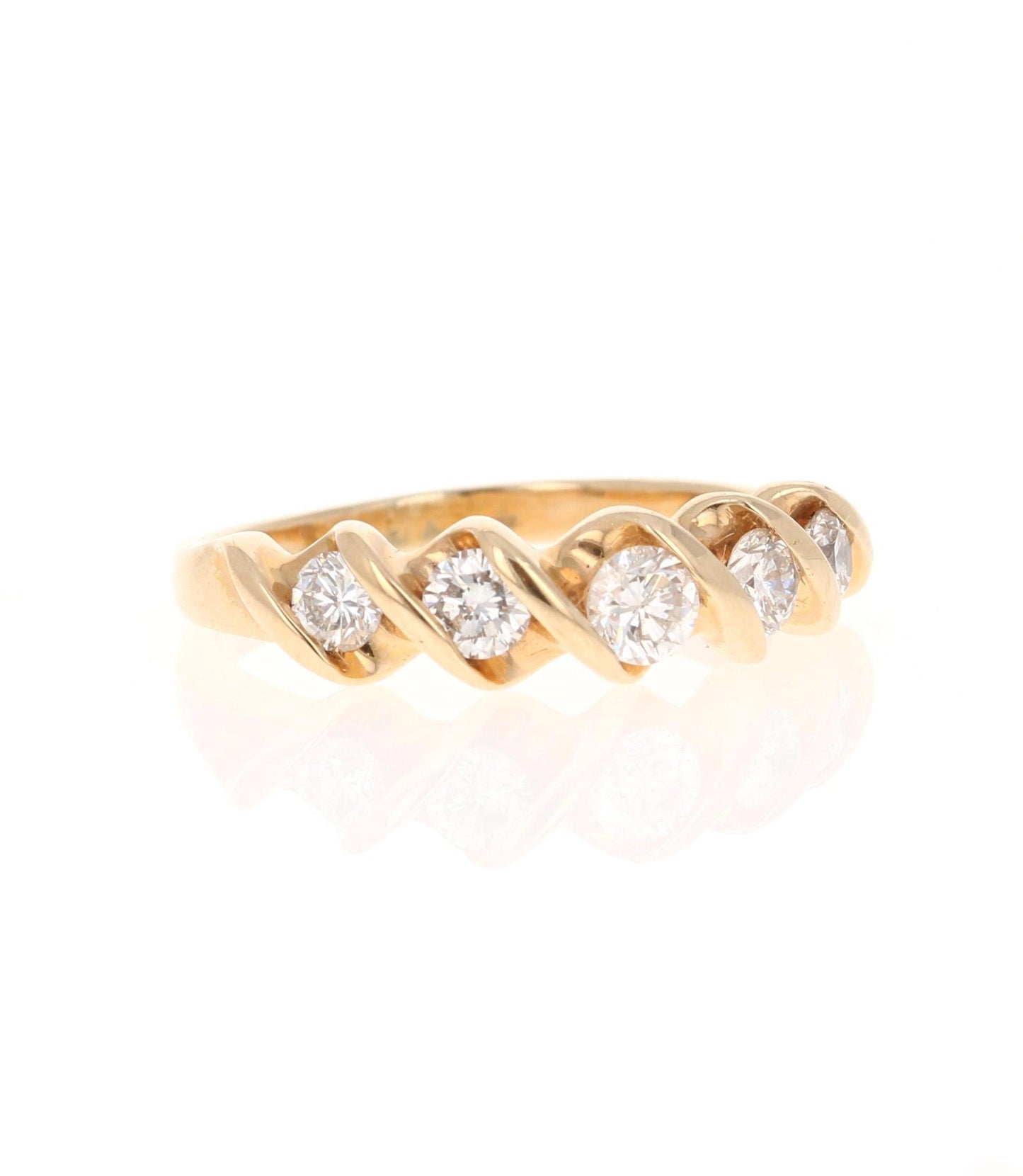 0.55 Carat Round Cut Diamond Band 14 Karat Yellow Gold