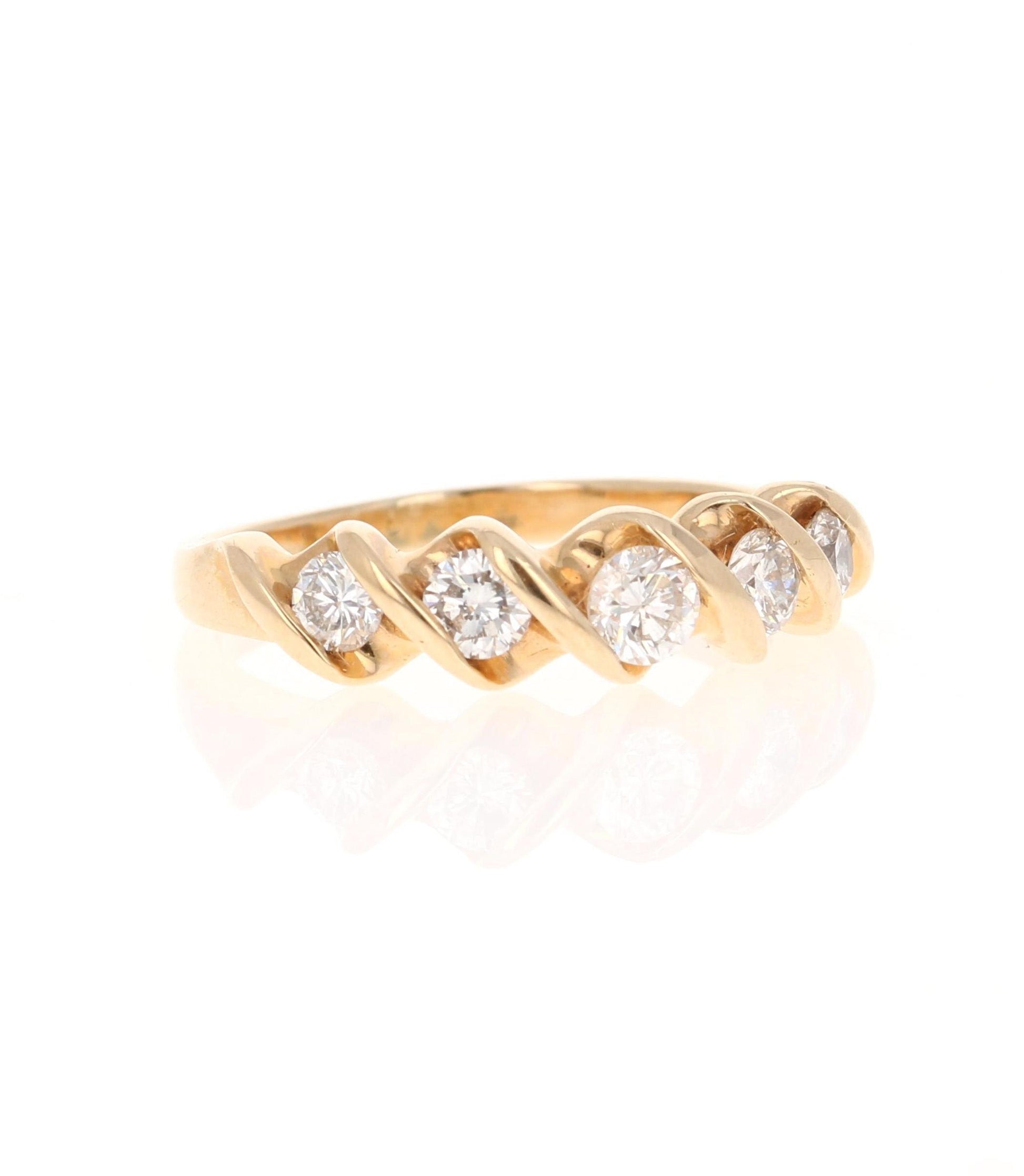 0.55 Carat Round Cut Diamond Band 14 Karat Yellow Gold