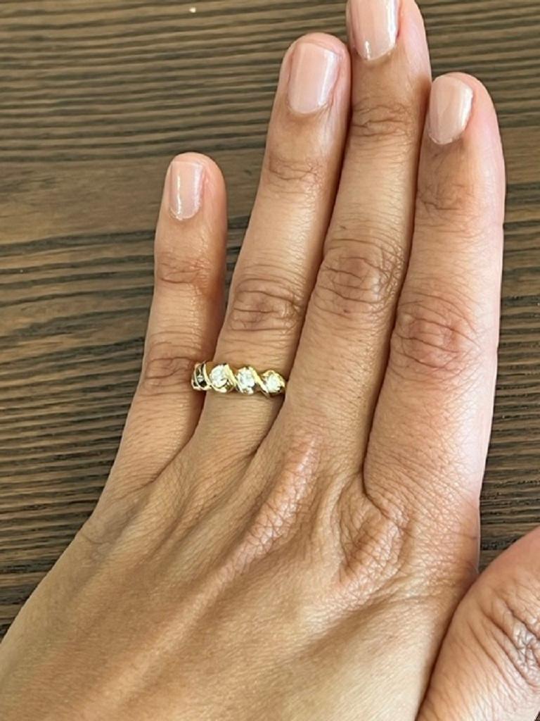 0.55 Carat Round Cut Diamond Band 14 Karat Yellow Gold