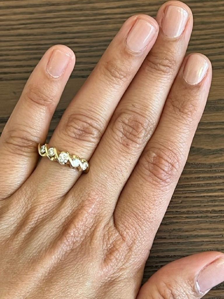 0.55 Carat Round Cut Diamond Band 14 Karat Yellow Gold