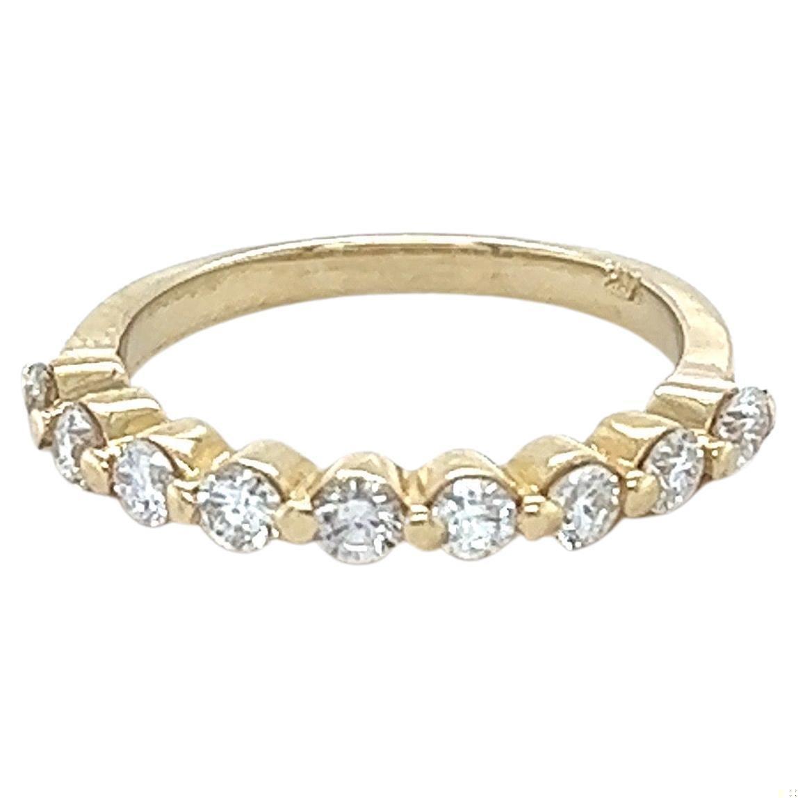 0.60 Carat Round Cut Diamond 14 Karat Yellow Gold Band