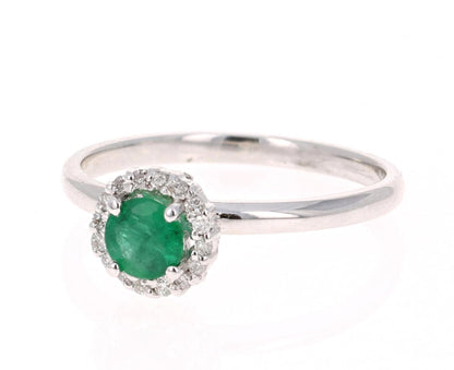 0.64 Carat Emerald Diamond White Gold Cluster Ring