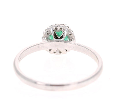0.64 Carat Emerald Diamond White Gold Cluster Ring