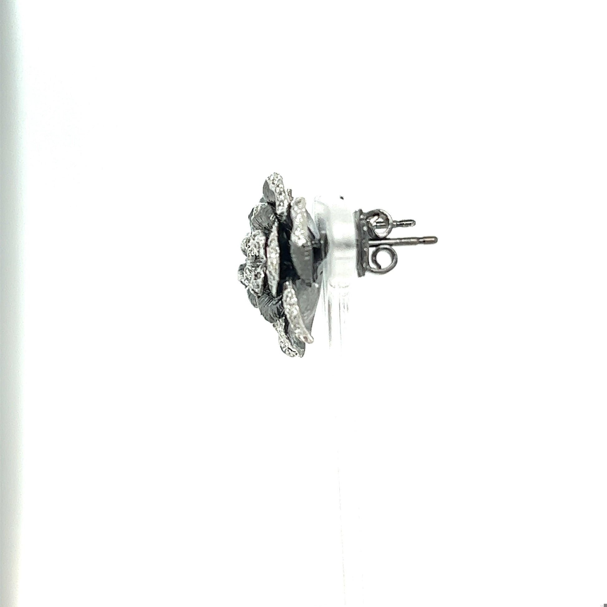 0.65 Carat Diamond Black Rhodium Gold Flower Earrings