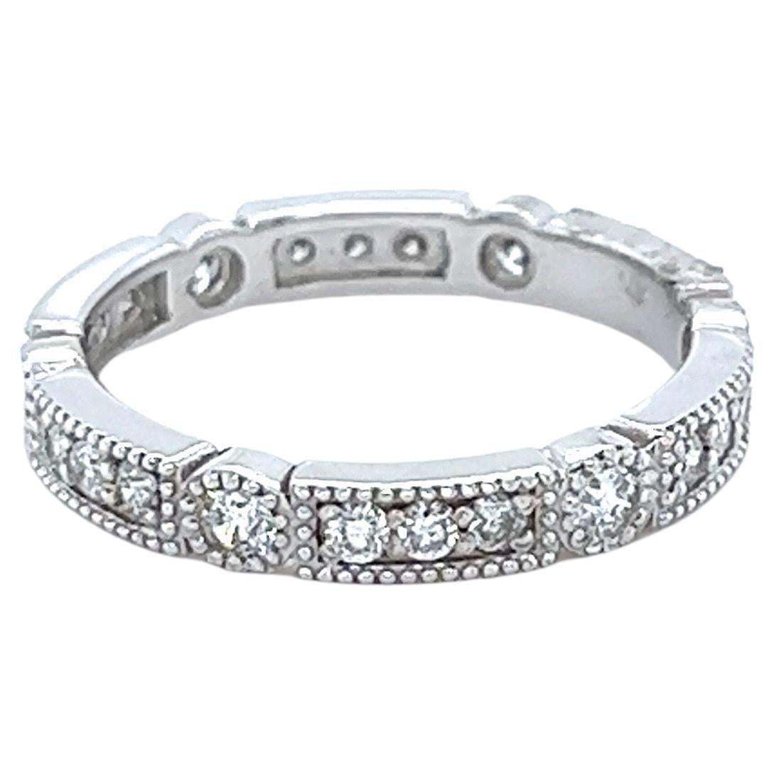 0.65 Carat Round Cut Diamond White Gold Band